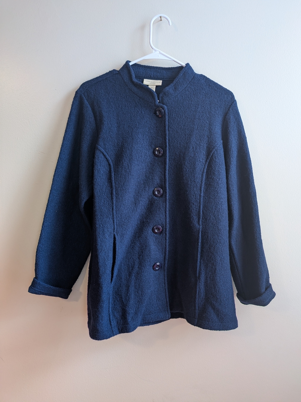 Appleseed's 100% Wool Navy Button-Front Blazer Jacket